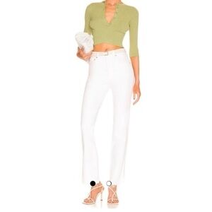 Revolve GRLFRND Size 26 Harlow High Rise Boot Slit Hem White NWOT MSRP $225